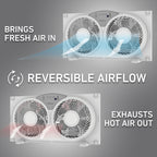 Holmes 9” Window Fan – CleanBreeze, 3 Speeds, Reversible Twin Blades, Remote, Adjustable Panels, White