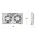 Holmes 9” Window Fan – CleanBreeze, 3 Speeds, Reversible Twin Blades, Remote, Adjustable Panels, White