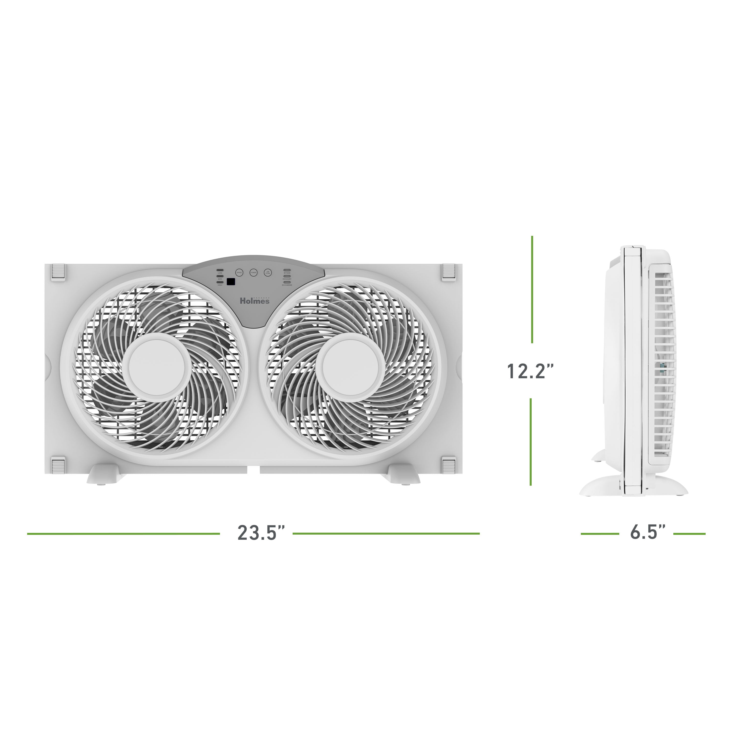 Holmes 9” Window Fan – CleanBreeze, 3 Speeds, Reversible Twin Blades, Remote, Adjustable Panels, White