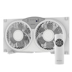 Holmes 9” Window Fan – CleanBreeze, 3 Speeds, Reversible Twin Blades, Remote, Adjustable Panels, White