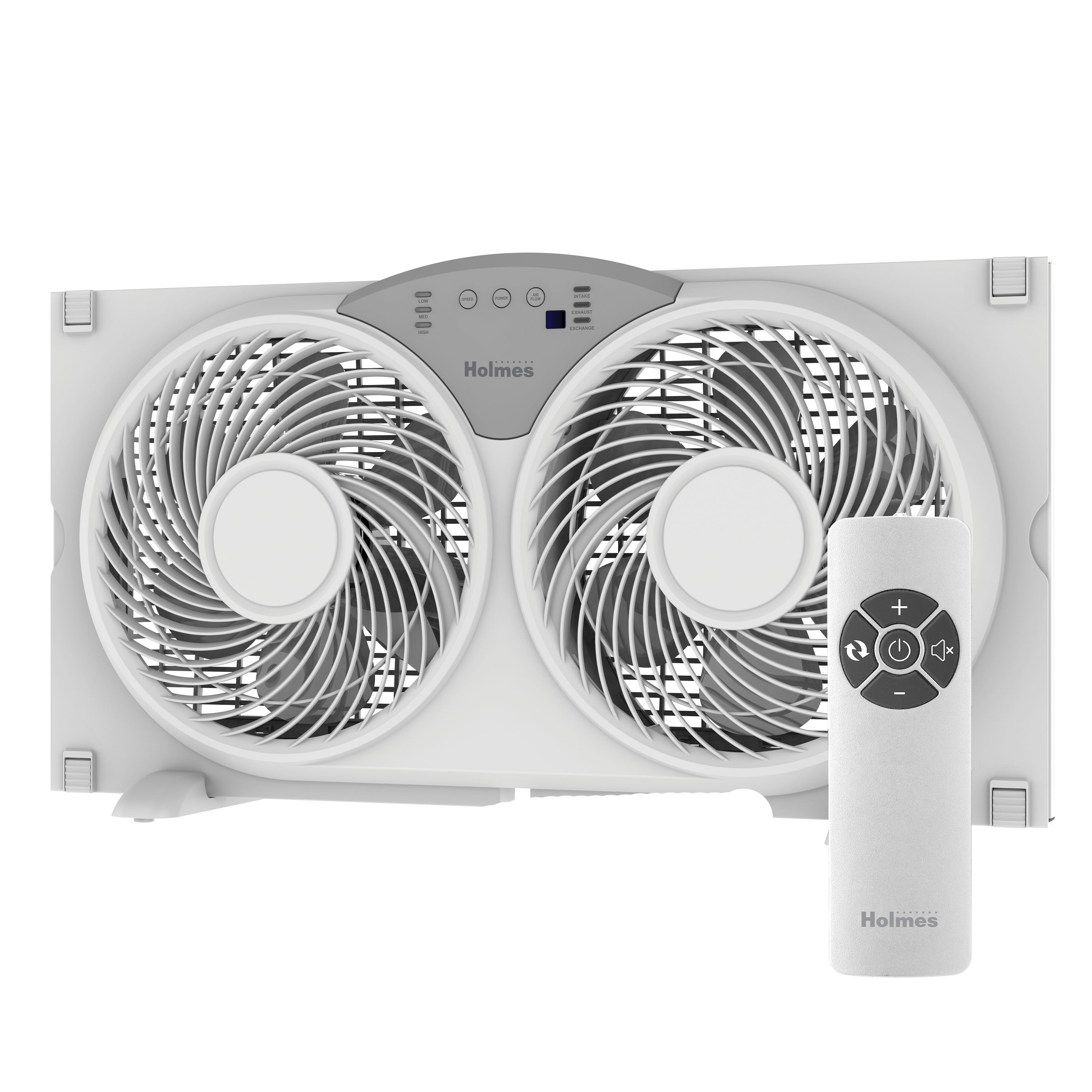 Holmes 9” Window Fan – CleanBreeze, 3 Speeds, Reversible Twin Blades, Remote, Adjustable Panels, White