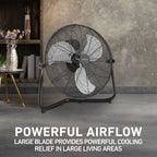 Holmes 20” Floor Fan – 3 Speeds, 360° Pivoting Head, Wall-Mountable, Durable Metal Blades, Black