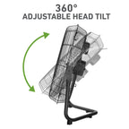 Holmes 20” Floor Fan – 3 Speeds, 360° Pivoting Head, Wall-Mountable, Durable Metal Blades, Black
