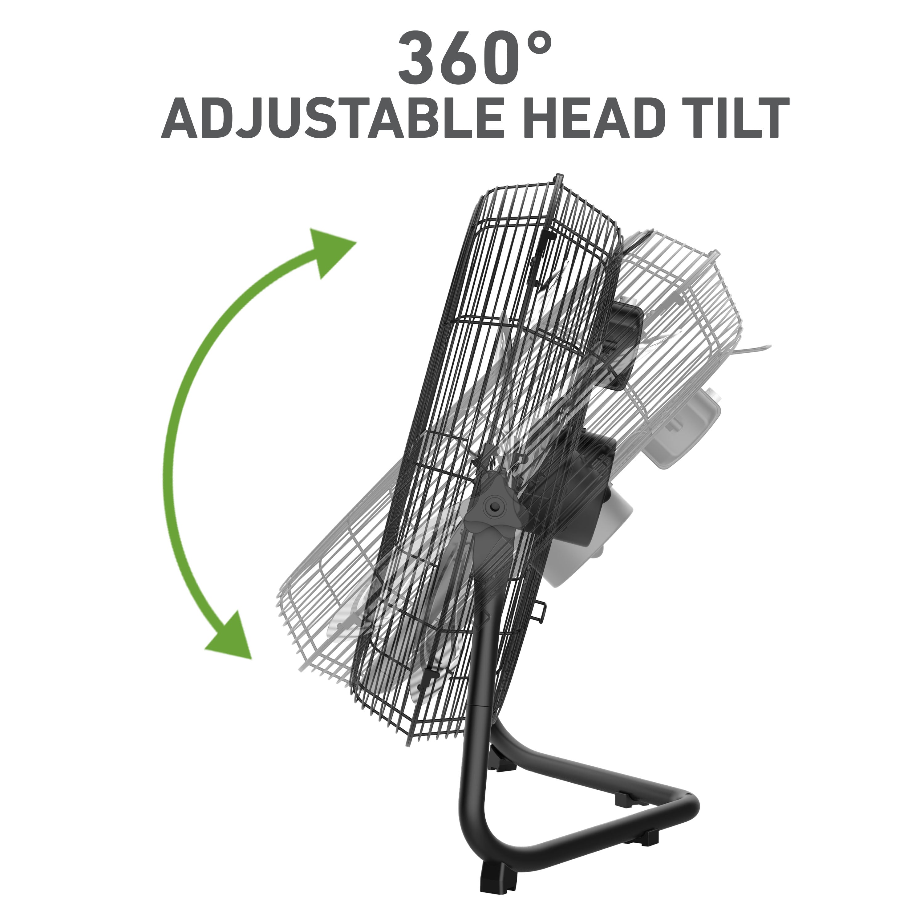 Holmes 20” Floor Fan – 3 Speeds, 360° Pivoting Head, Wall-Mountable, Durable Metal Blades, Black