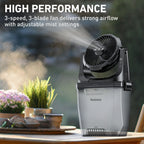 Holmes 8.5L Portable Misting Fan Rechargeable Battery Outdoor Indoor Cooling Fan