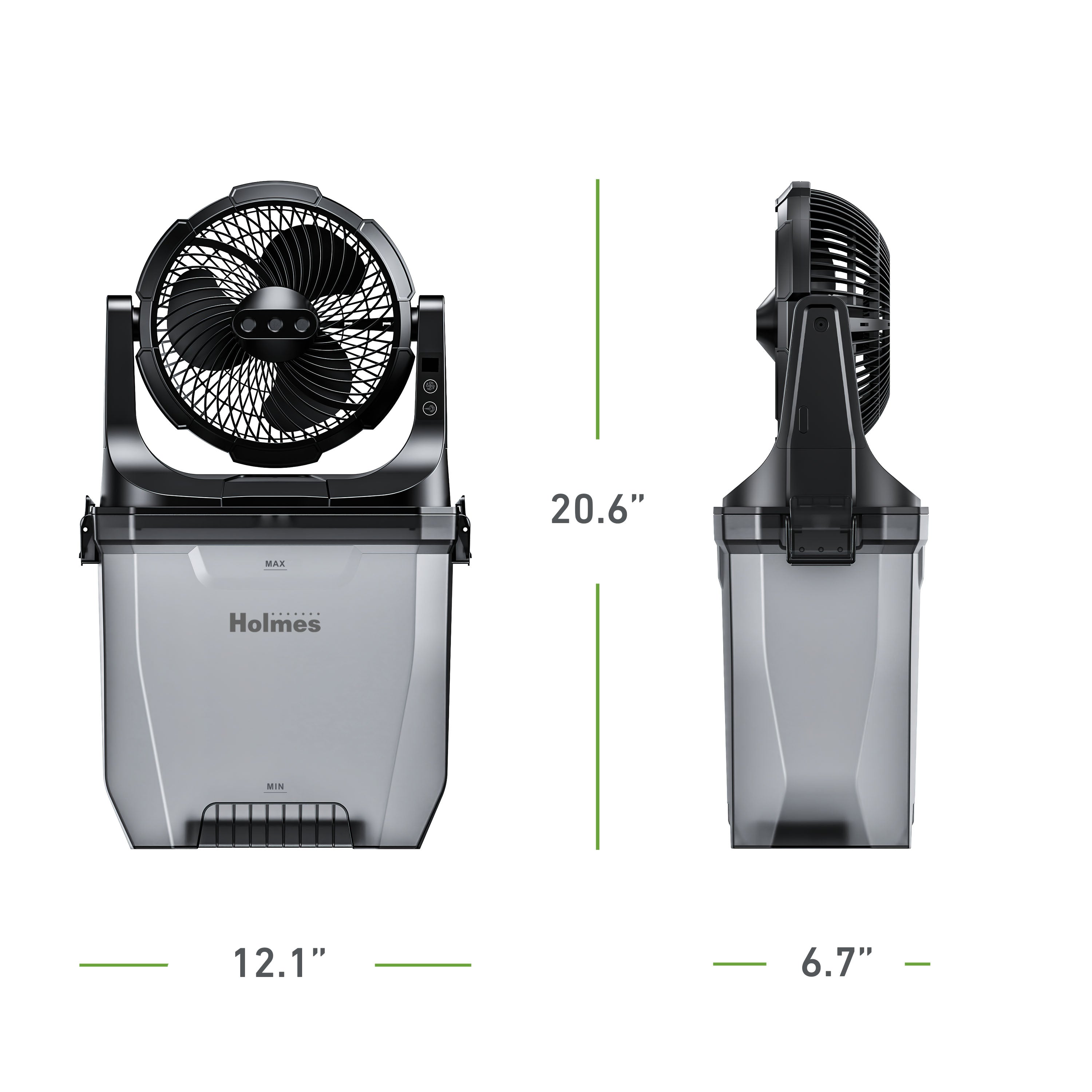 Holmes 8.5L Portable Misting Fan Rechargeable Battery Outdoor Indoor Cooling Fan