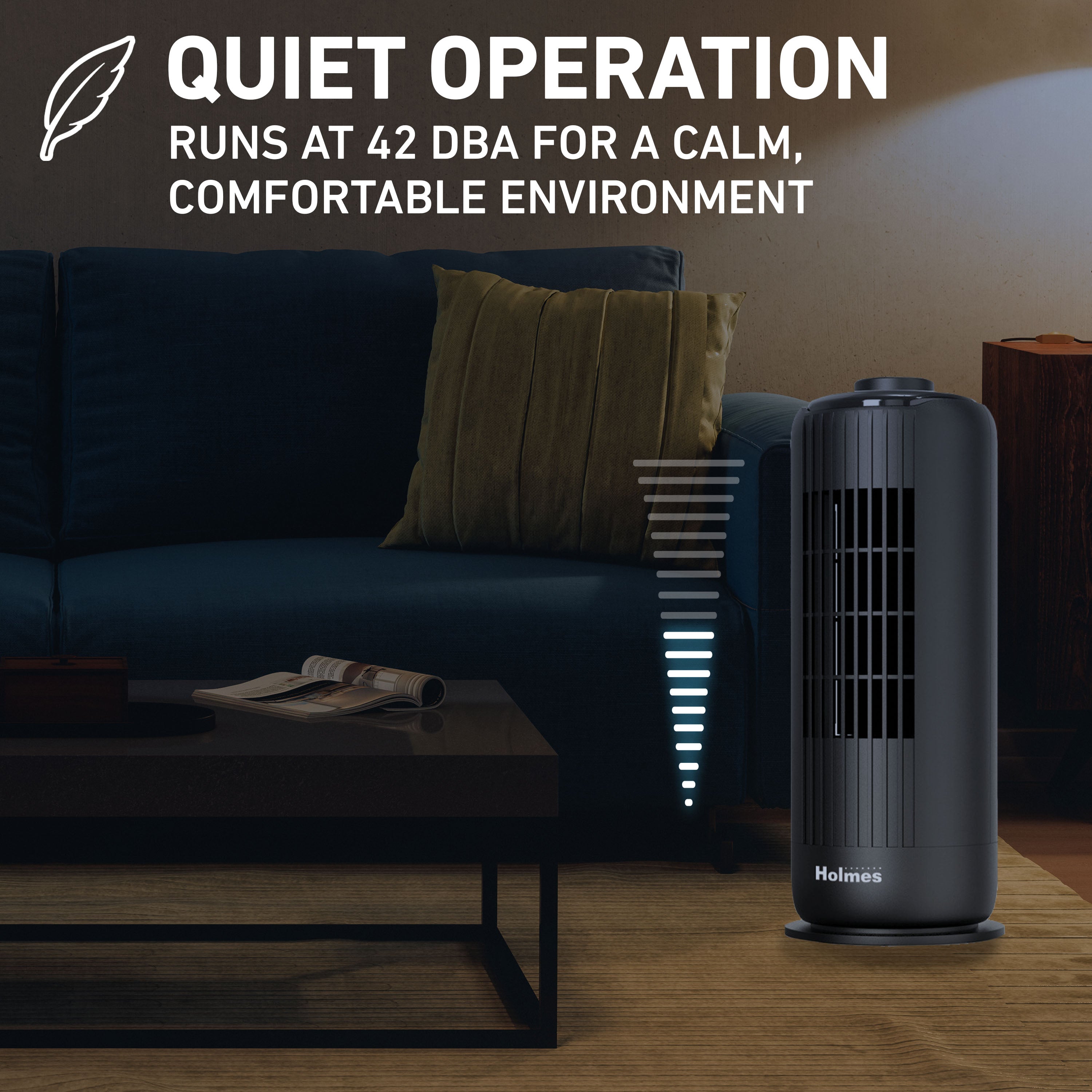 Holmes 13” MiniBreeze Desktop Tower Fan with CleanBreeze Black