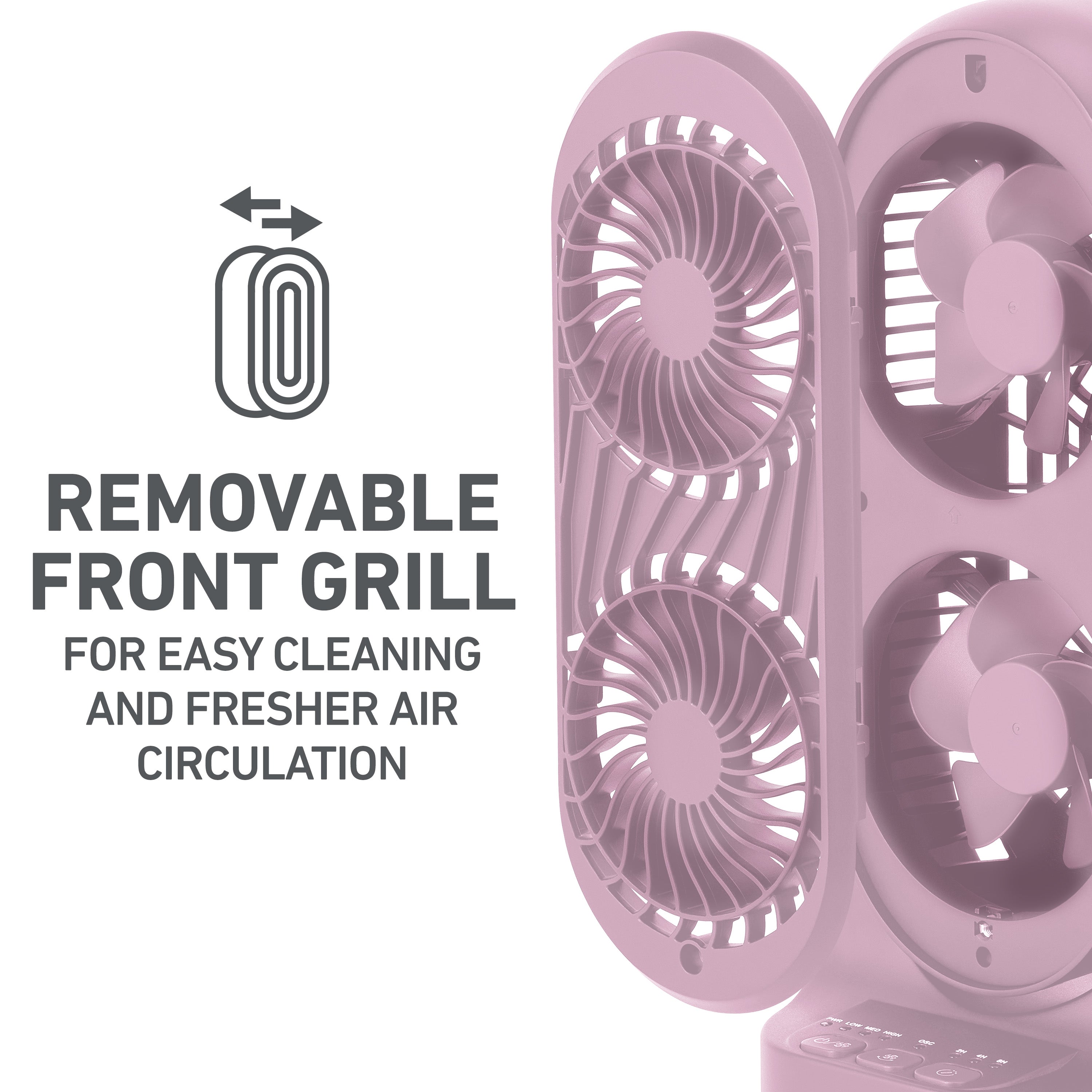 Holmes 13" DuoBreeze Desk Fan, Dual Blade, 3-Speed, Timer, CleanBreeze, Pink