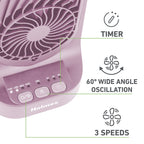 Holmes 13" DuoBreeze Desk Fan, Dual Blade, 3-Speed, Timer, CleanBreeze, Pink