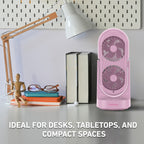 Holmes 13" DuoBreeze Desk Fan, Dual Blade, 3-Speed, Timer, CleanBreeze, Pink