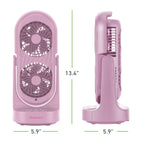 Holmes 13" DuoBreeze Desk Fan, Dual Blade, 3-Speed, Timer, CleanBreeze, Pink