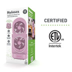 Holmes 13" DuoBreeze Desk Fan, Dual Blade, 3-Speed, Timer, CleanBreeze, Pink