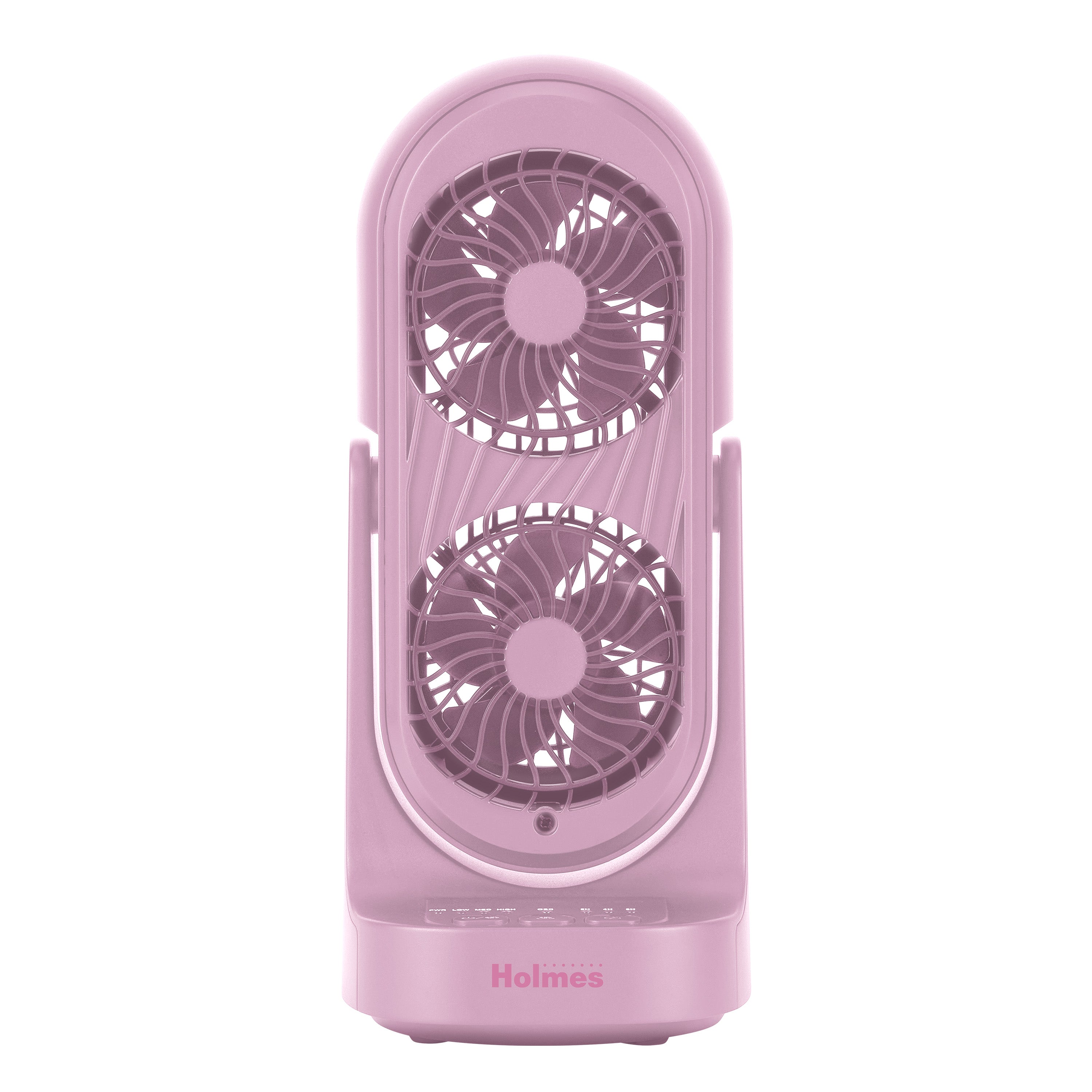 Holmes 13" DuoBreeze Desk Fan, Dual Blade, 3-Speed, Timer, CleanBreeze, Pink