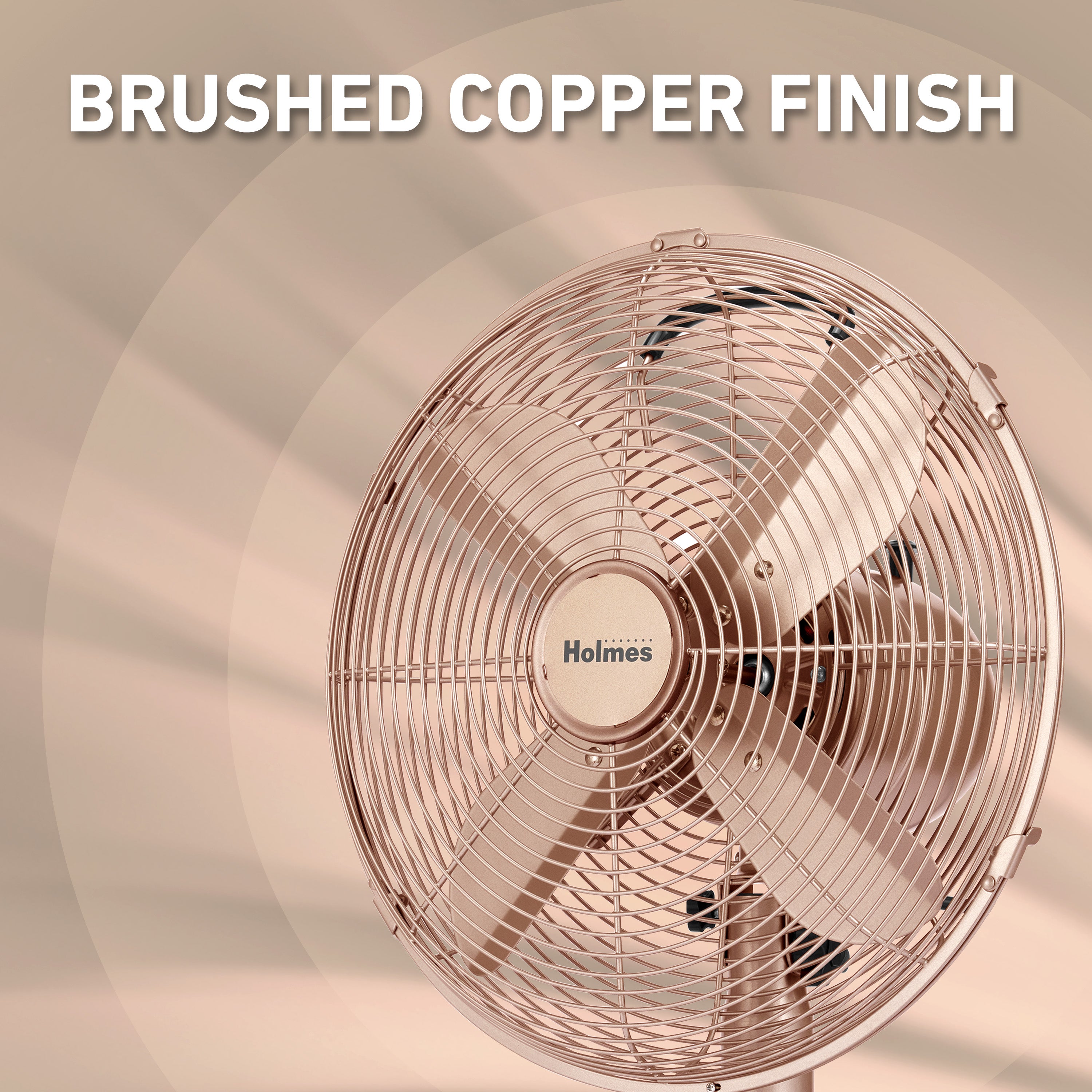 Holmes 12" Vintage Oscillating Metal Table Fan 3 Speed 4 Blades 80° Oscillation Adjustable 25° Tilt Carry Handle Durable Construction for Home or Office