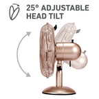 Holmes 12" Vintage Oscillating Metal Table Fan 3 Speed 4 Blades 80° Oscillation Adjustable 25° Tilt Carry Handle Durable Construction for Home or Office
