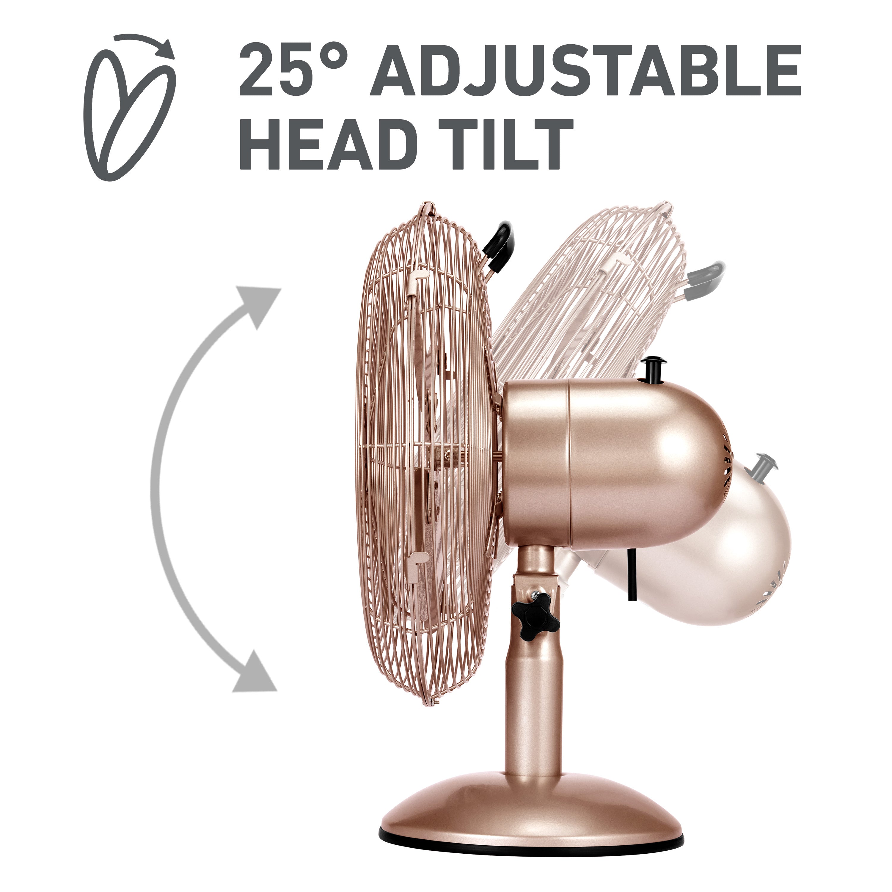 Holmes 12" Vintage Oscillating Metal Table Fan 3 Speed 4 Blades 80° Oscillation Adjustable 25° Tilt Carry Handle Durable Construction for Home or Office