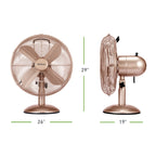 Holmes 12" Vintage Oscillating Metal Table Fan 3 Speed 4 Blades 80° Oscillation Adjustable 25° Tilt Carry Handle Durable Construction for Home or Office
