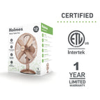 Holmes 12" Vintage Oscillating Metal Table Fan 3 Speed 4 Blades 80° Oscillation Adjustable 25° Tilt Carry Handle Durable Construction for Home or Office