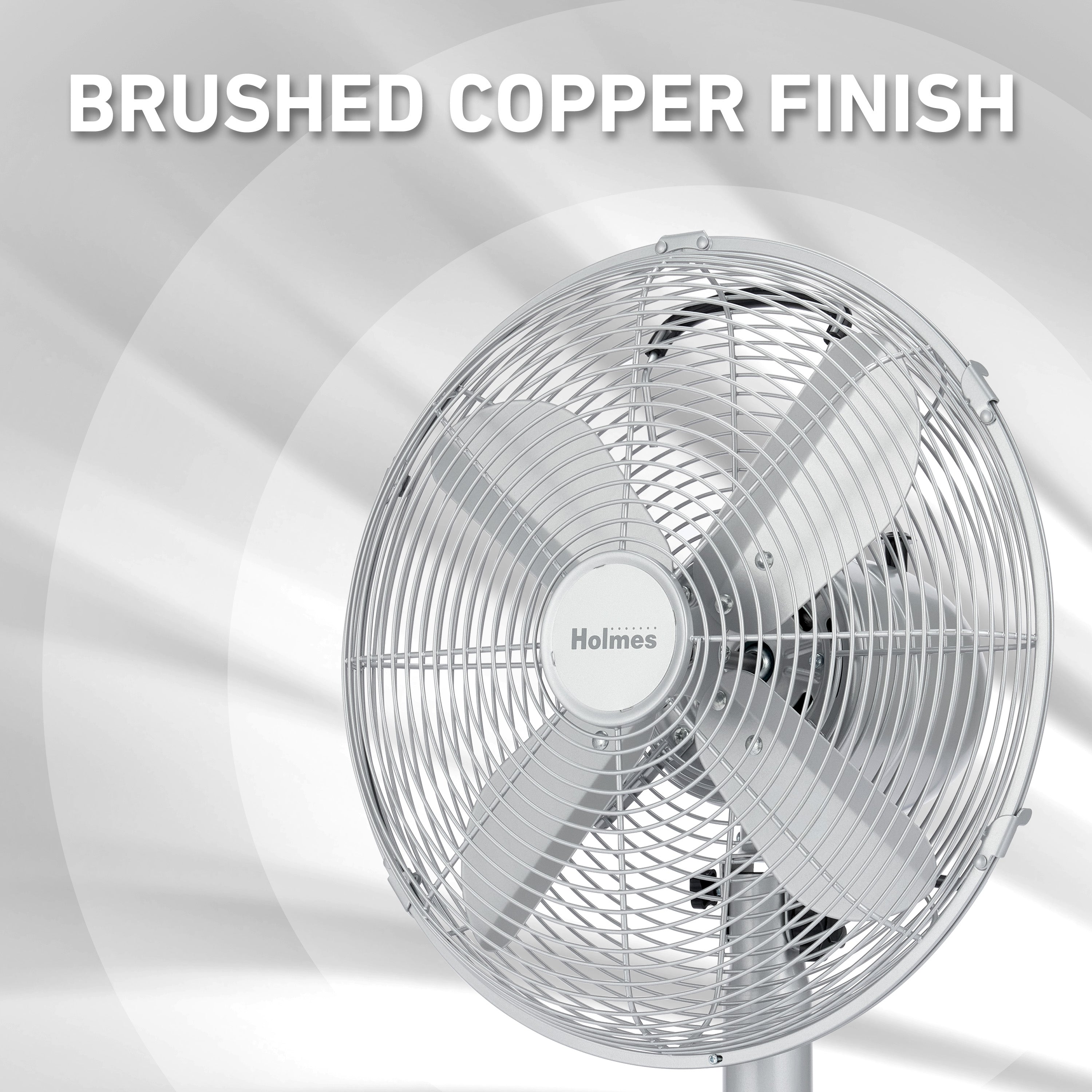 Holmes 12" Vintage Oscillating Metal Table Fan 3 Speed 4 Blades 80° Oscillation Adjustable 25° Tilt Carry Handle Durable Construction for Home or Office