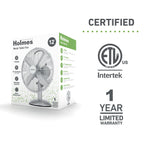 Holmes 12" Vintage Oscillating Metal Table Fan 3 Speed 4 Blades 80° Oscillation Adjustable 25° Tilt Carry Handle Durable Construction for Home or Office