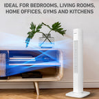 Holmes 31" Manual Tower Fan 3 Speeds 70° Oscillation Adjustable 2-Hour Timer Compact Design for Bedroom Dorm Kitchen or Office White