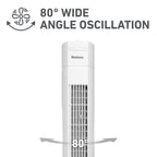 Holmes 31" Manual Tower Fan 3 Speeds 70° Oscillation Adjustable 2-Hour Timer Compact Design for Bedroom Dorm Kitchen or Office White