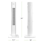 Holmes 31" Manual Tower Fan 3 Speeds 70° Oscillation Adjustable 2-Hour Timer Compact Design for Bedroom Dorm Kitchen or Office White