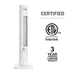 Holmes 31" Manual Tower Fan 3 Speeds 70° Oscillation Adjustable 2-Hour Timer Compact Design for Bedroom Dorm Kitchen or Office White