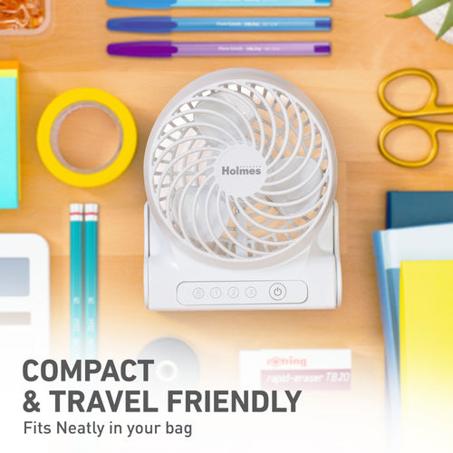 Holmes AeroBreeze 4” Rechargeable USB Desk Fan​