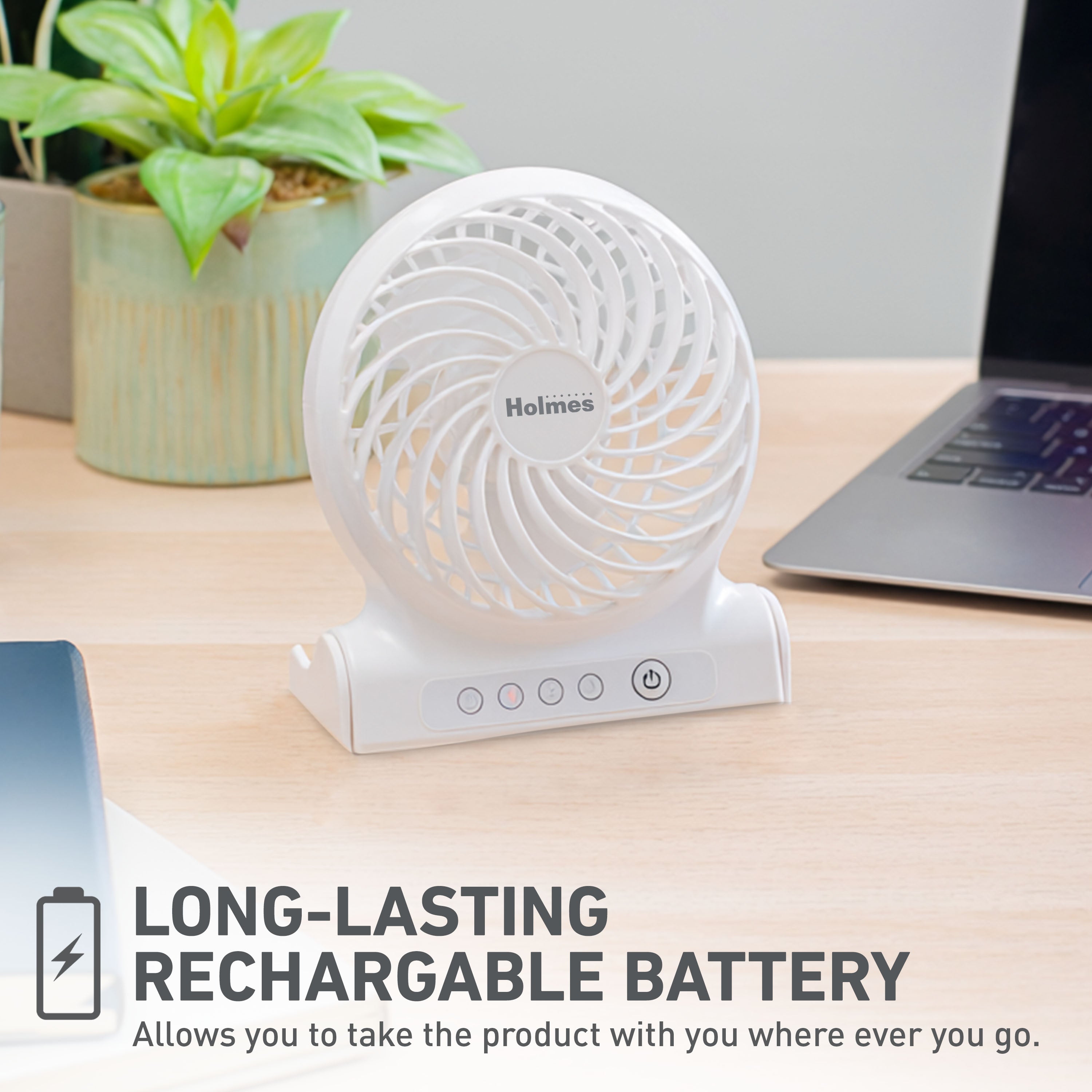 Holmes AeroBreeze 4” Rechargeable USB Desk Fan​