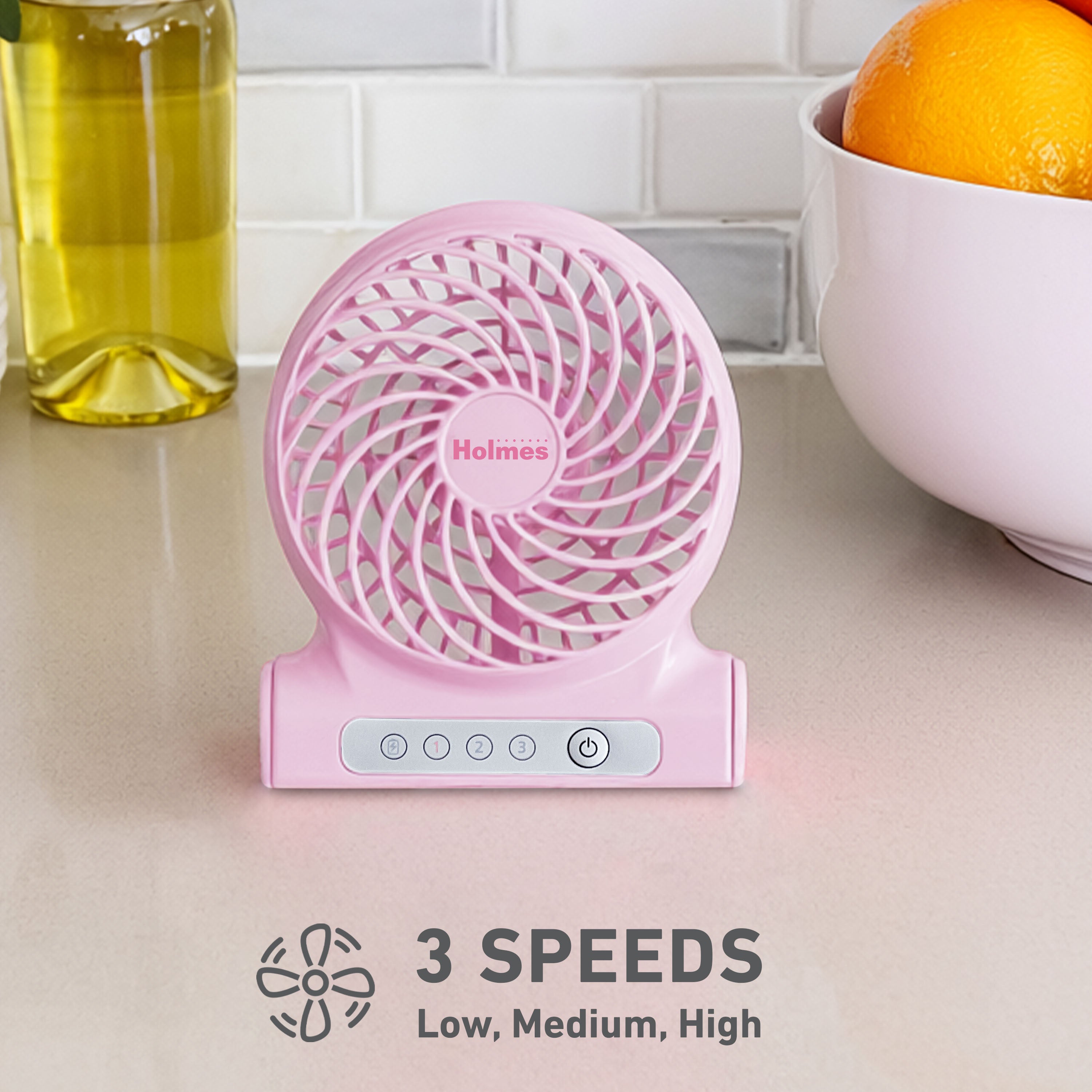 Holmes AeroBreeze 4” Rechargeable USB Desk Fan​