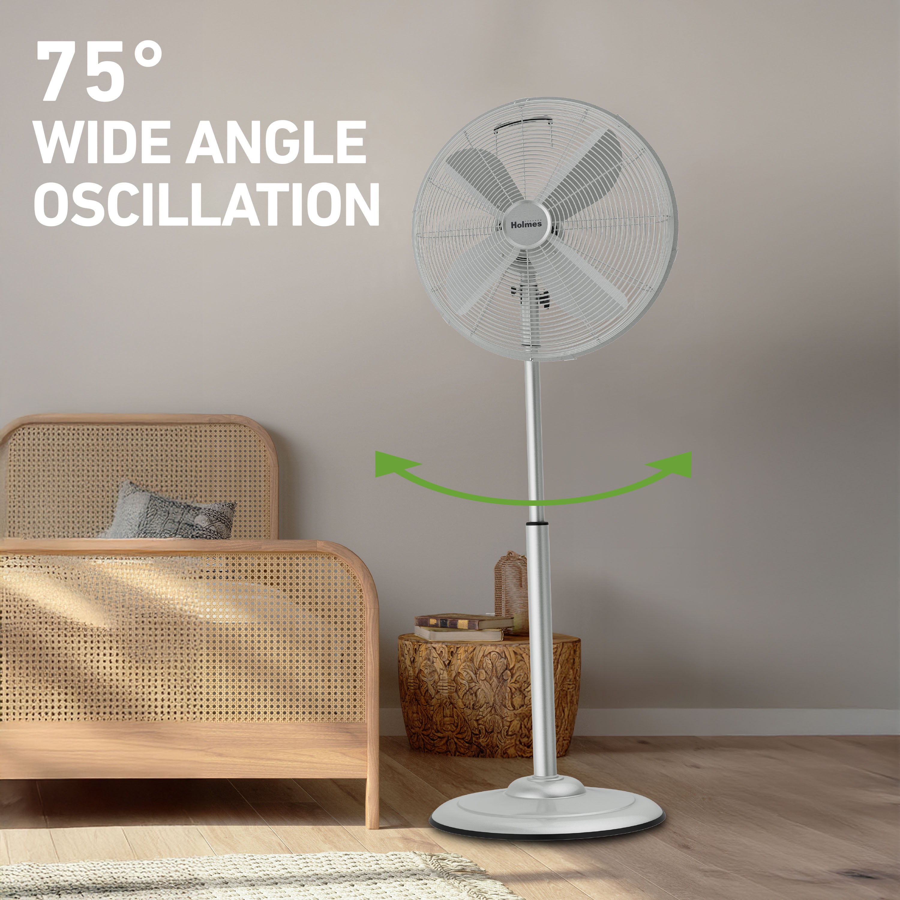 Holmes 16 Inch Oscillating Stand Fan 3 Speed Tilt Head Pedestal