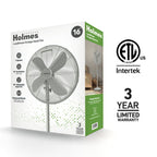 Holmes 16 Inch Oscillating Stand Fan 3 Speed Tilt Head Pedestal