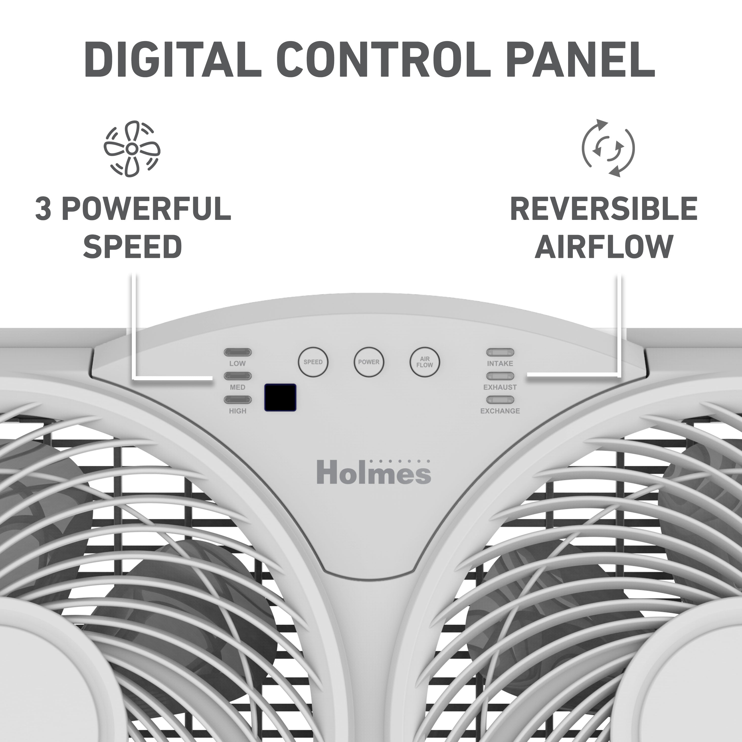 Holmes 9 Inch TwinBreeze Reversible Window Fan 3 Speed Remote CleanBreeze White