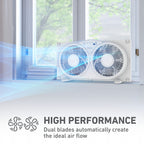 Holmes 9 Inch TwinBreeze Reversible Window Fan 3 Speed Remote CleanBreeze White