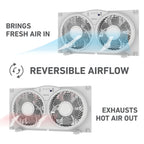 Holmes 9 Inch TwinBreeze Reversible Window Fan 3 Speed Remote CleanBreeze White