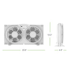Holmes 9 Inch TwinBreeze Reversible Window Fan 3 Speed Remote CleanBreeze White
