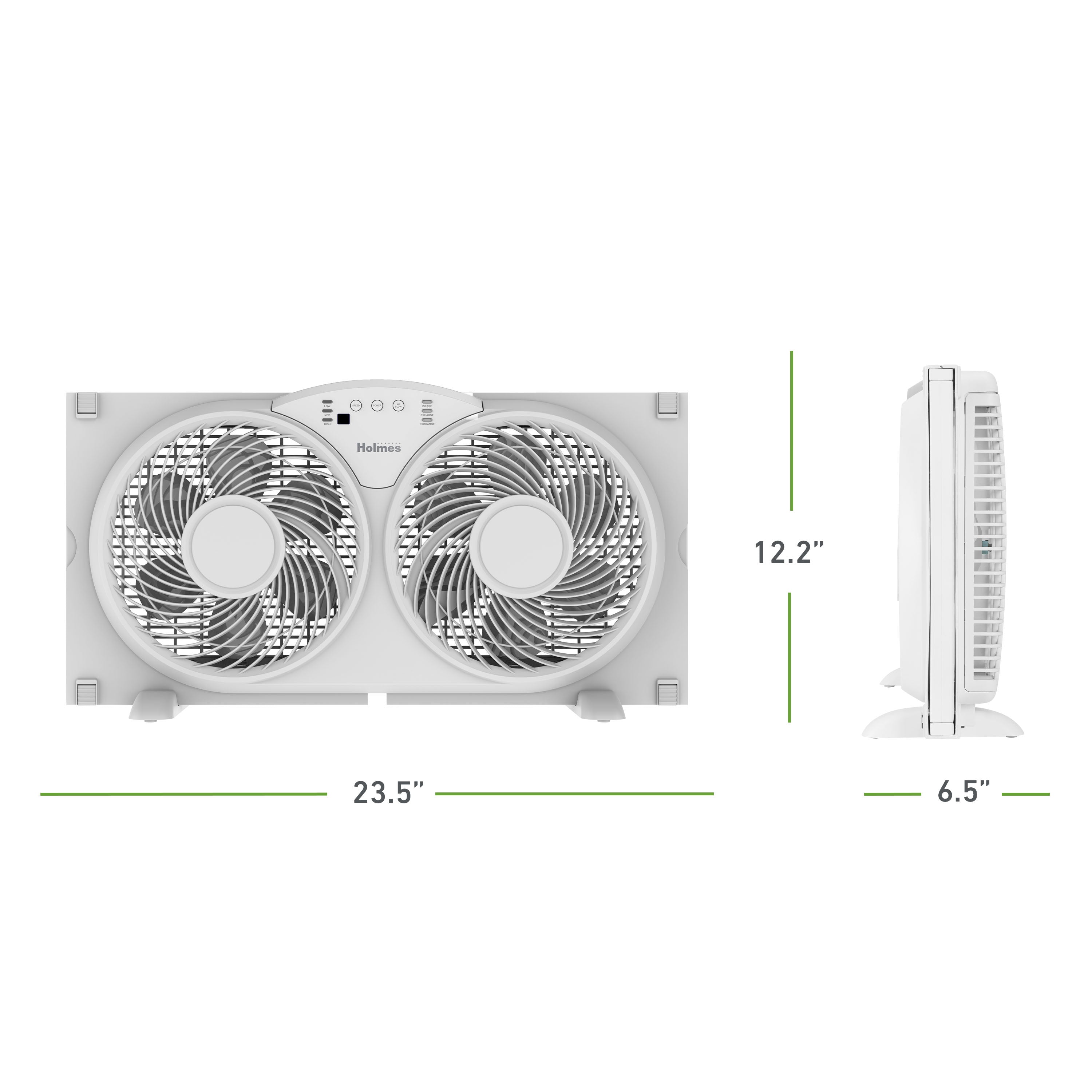 Holmes 9 Inch TwinBreeze Reversible Window Fan 3 Speed Remote CleanBreeze White