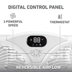 Holmes 9 Inch Digital Window Fan 3 Speed Thermostat Remote Reversible Twin Blades White
