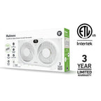Holmes 9 Inch Digital Window Fan 3 Speed Thermostat Remote Reversible Twin Blades White