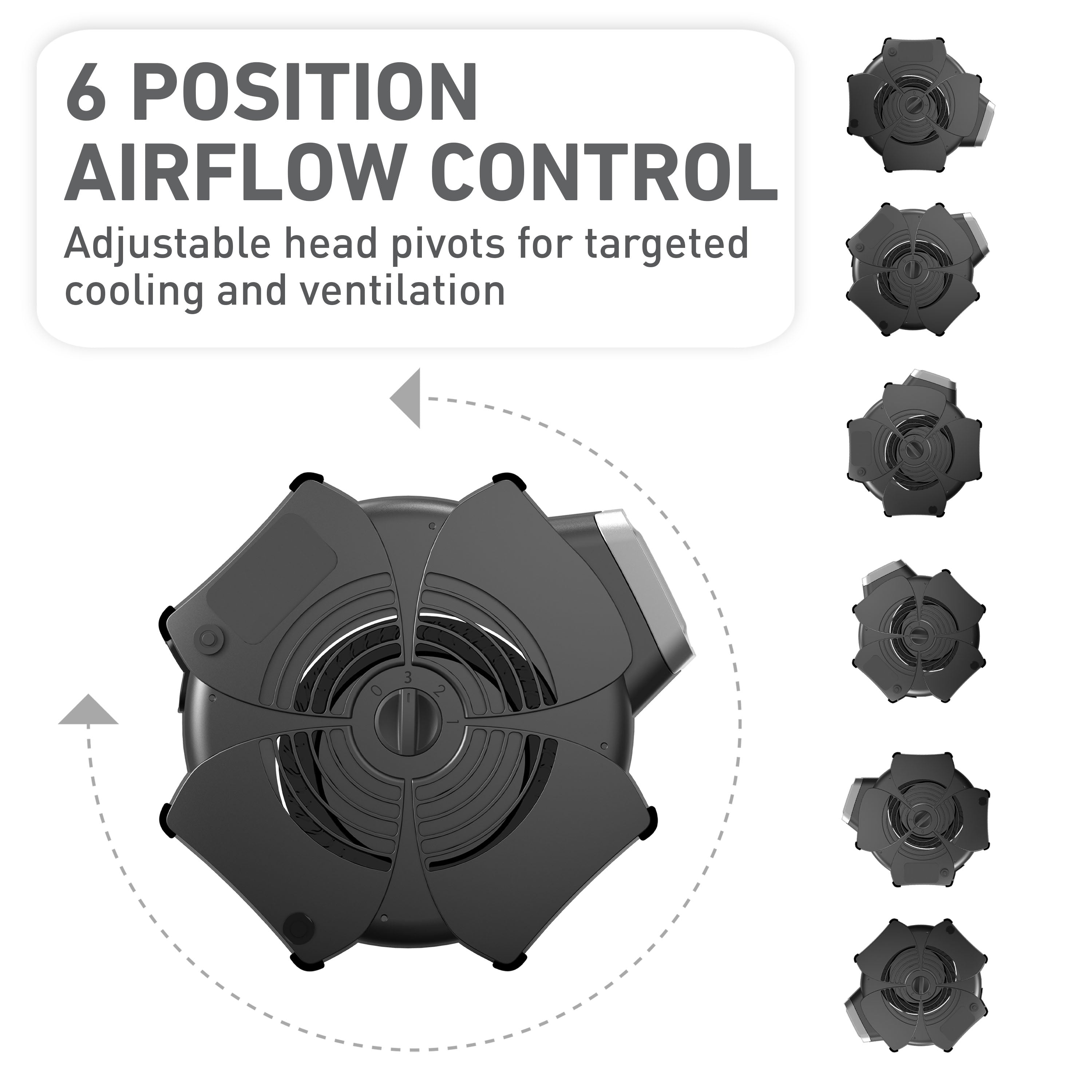 Holmes Hex MultiPosition Blower Fan High Velocity Utility Floor Air Mover with AC Outlets Black