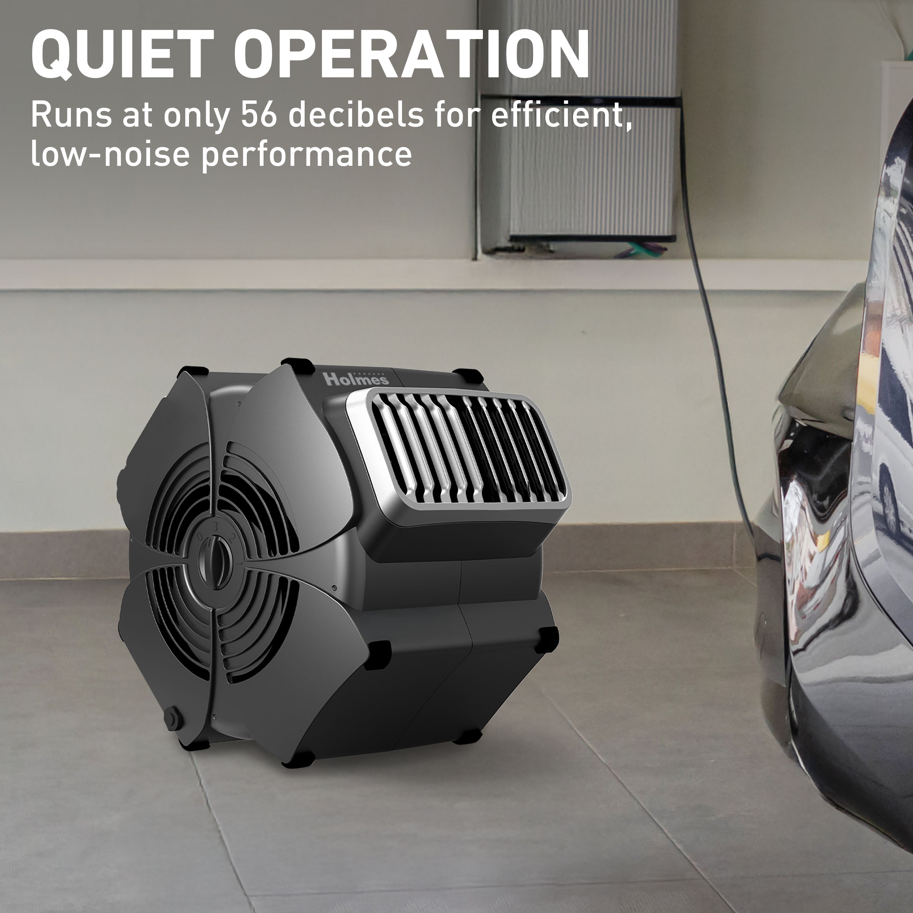 Holmes Hex MultiPosition Blower Fan High Velocity Utility Floor Air Mover with AC Outlets Black