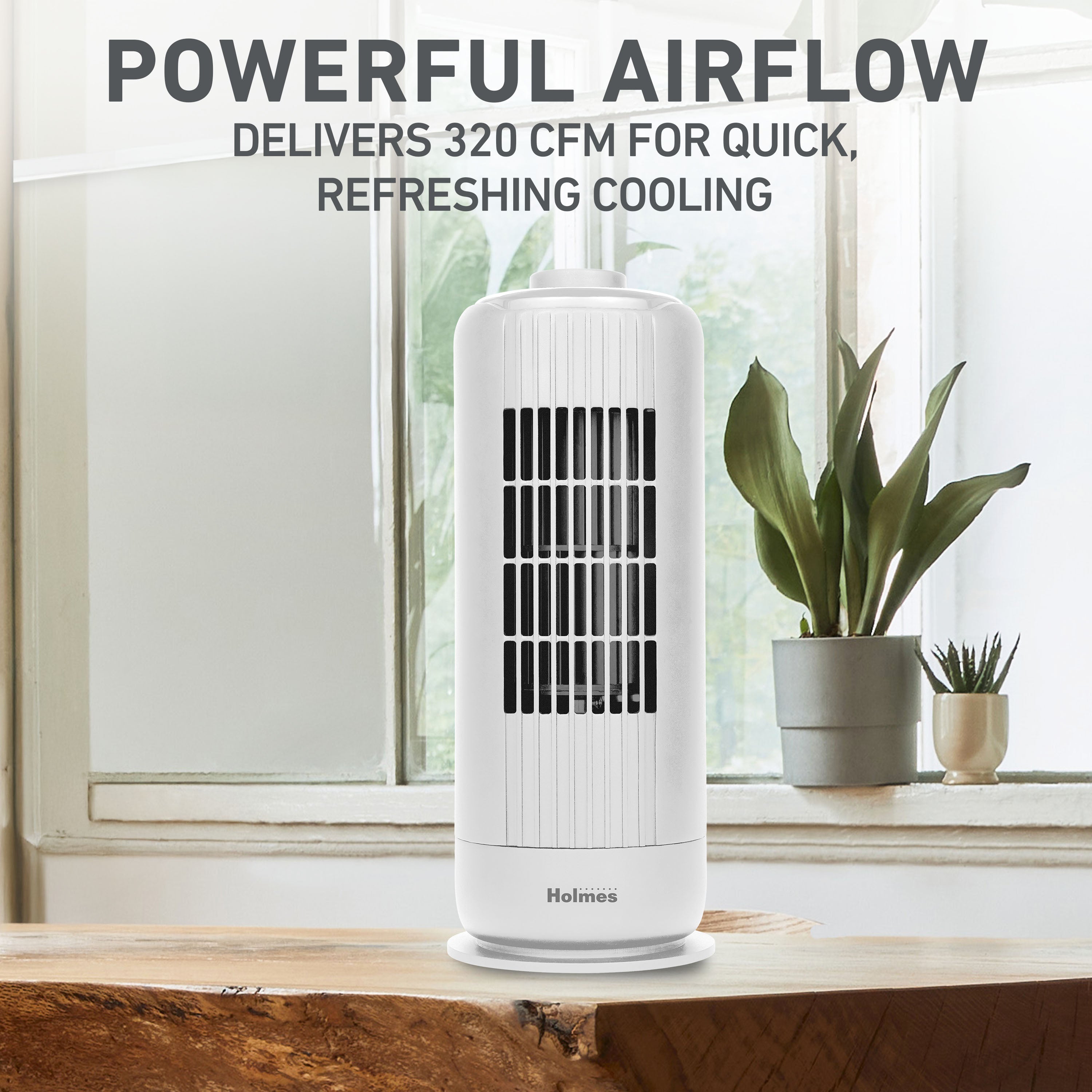 Holmes 13” MiniBreeze Desktop Tower Fan with CleanBreeze Black