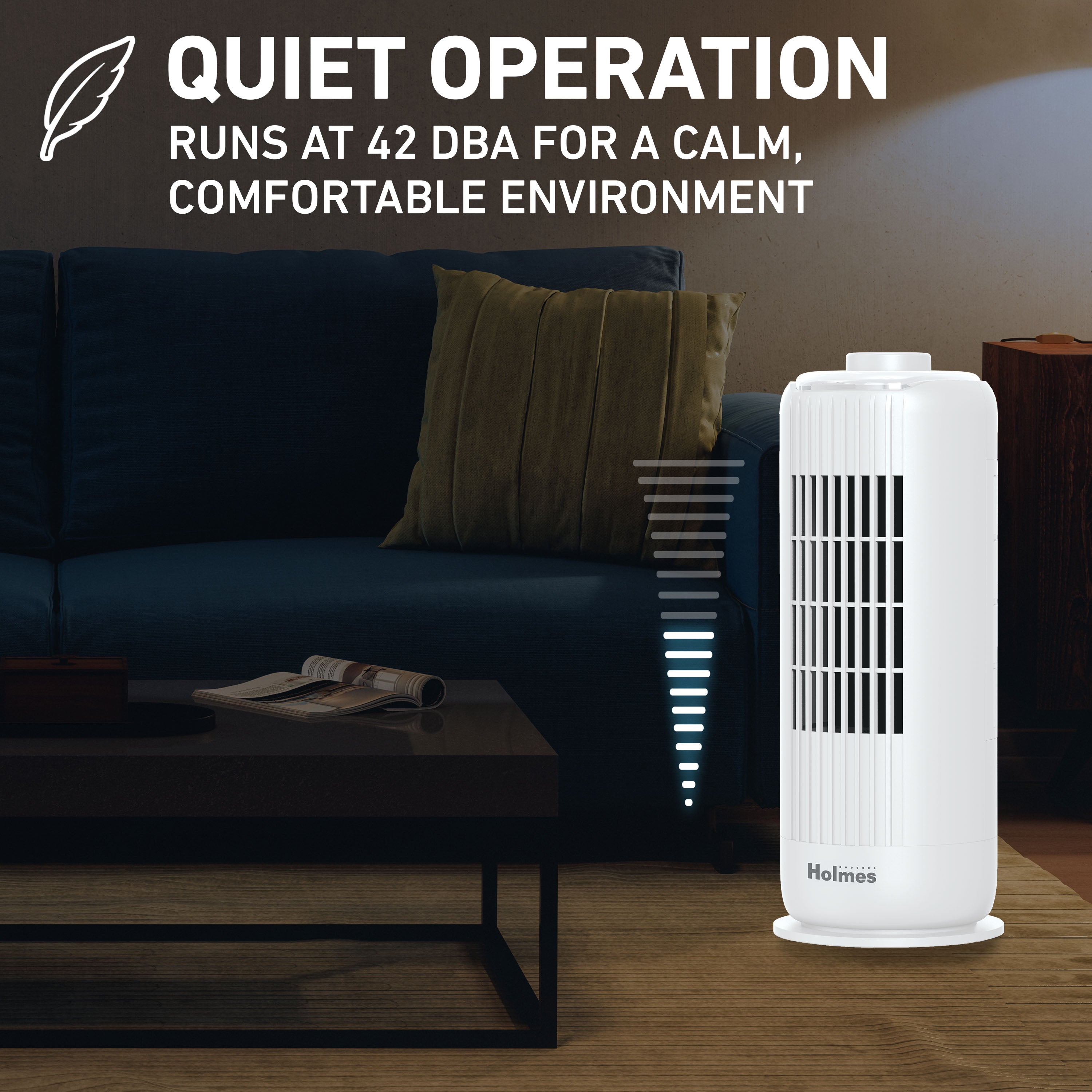 Holmes 13” MiniBreeze Desktop Tower Fan with CleanBreeze Black