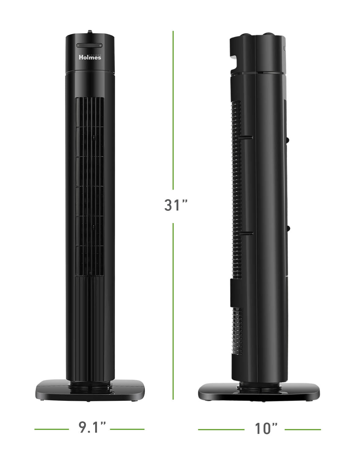 Holmes 31" Manual Tower Oscillating Fan Black