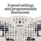 Holmes Dual Blade Digital Window Fan with Programmable Thermostat Control, Dual 3 Blade Fans, 2 Speeds, Expandable Side Panel with Additional Extender Panels, White