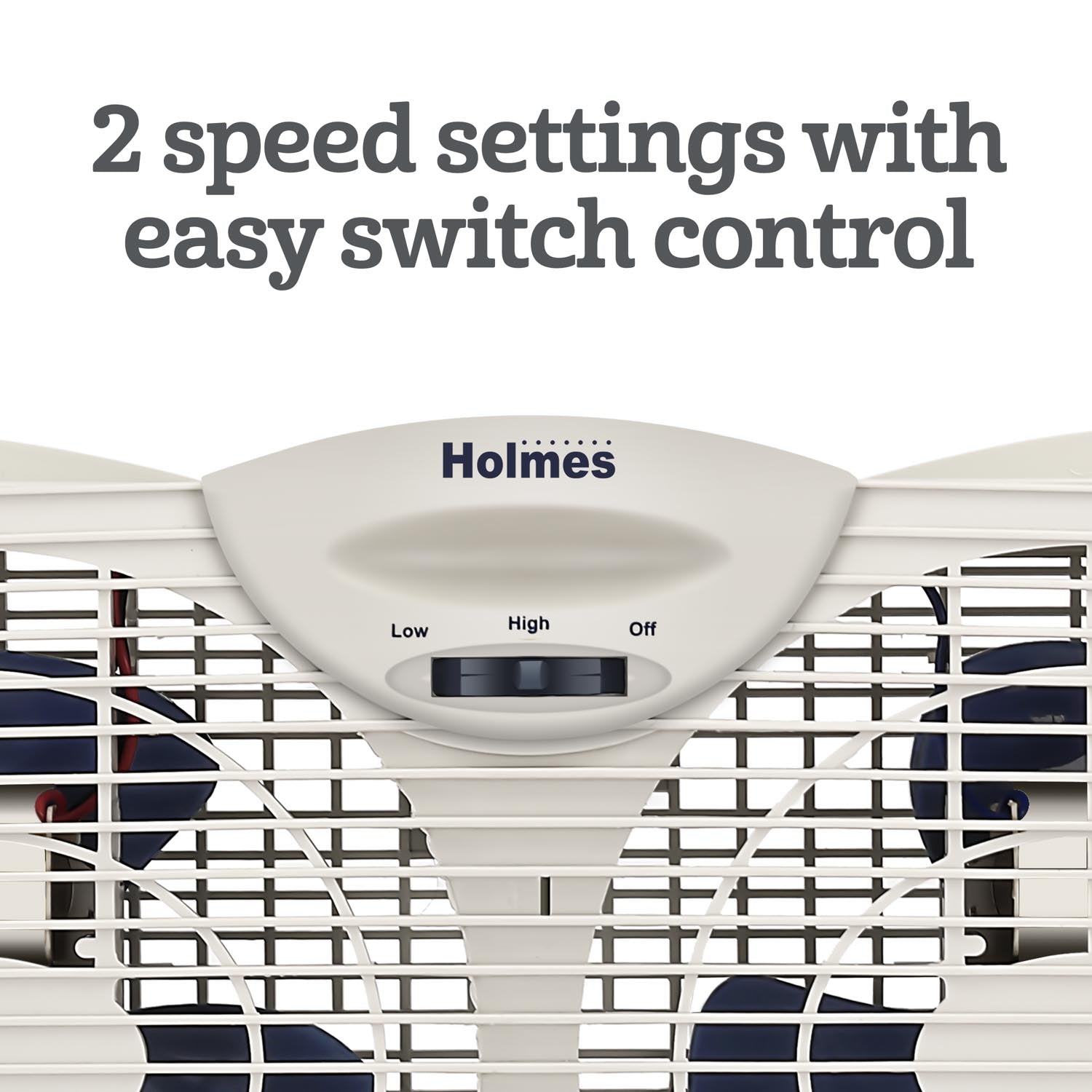 Holmes Dual Blade Manual Window Fan with Double Sided Speed Control, Dual 3 Blade Fans, Manual Reversible Intake and Exhaust, Expandable Side Panel with Additional Extender Panels, White