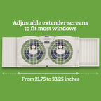 Holmes Dual Blade Manual Window Fan with Double Sided Speed Control, Dual 3 Blade Fans, Manual Reversible Intake and Exhaust, Expandable Side Panel with Additional Extender Panels, White