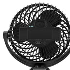 Holmes 4” Rechargeable Clip Fan, 360° Tilt, Strong Airflow, USB, Long Battery, Black