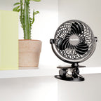 Holmes 4” Rechargeable Clip Fan, 360° Tilt, Strong Airflow, USB, Long Battery, Black
